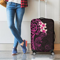 New Zealand Tuatara Plumeria Luggage Cover Maori Pink Koru Tribal Tattoo LT01 - Polynesian Pride