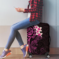 New Zealand Tuatara Plumeria Luggage Cover Maori Pink Koru Tribal Tattoo LT01 - Polynesian Pride