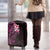 New Zealand Tuatara Plumeria Luggage Cover Maori Pink Koru Tribal Tattoo