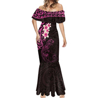 New Zealand Tuatara Plumeria Mermaid Dress Maori Pink Koru Tribal Tattoo LT01 - Polynesian Pride