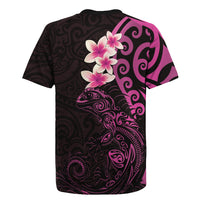 New Zealand Tuatara Plumeria Rugby Jersey Maori Pink Koru Tribal Tattoo LT01 - Polynesian Pride
