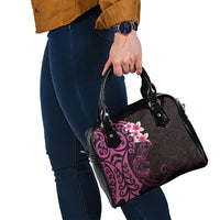 New Zealand Tuatara Plumeria Shoulder Handbag Maori Pink Koru Tribal Tattoo