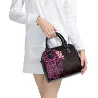 New Zealand Tuatara Plumeria Shoulder Handbag Maori Pink Koru Tribal Tattoo