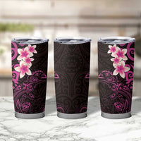 New Zealand Tuatara Plumeria Tumbler Cup Maori Pink Koru Tribal Tattoo LT01 - Polynesian Pride