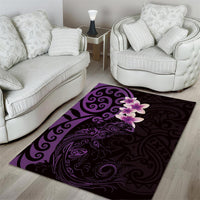 New Zealand Tuatara Plumeria Area Rug Maori Purple Koru Tribal Tattoo LT01 - Polynesian Pride