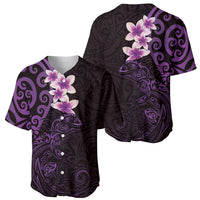 New Zealand Tuatara Plumeria Baseball Jersey Maori Purple Koru Tribal Tattoo LT01 - Polynesian Pride