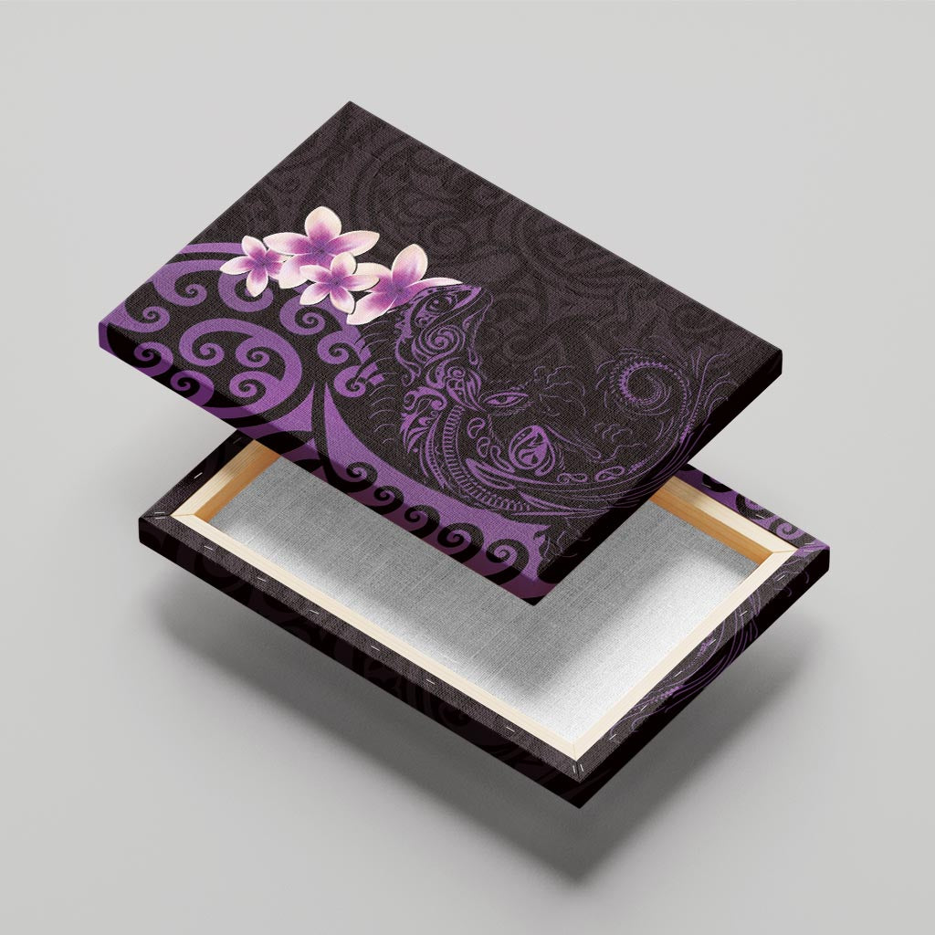New Zealand Tuatara Plumeria Canvas Wall Art Maori Purple Koru Tribal Tattoo LT01 - Polynesian Pride