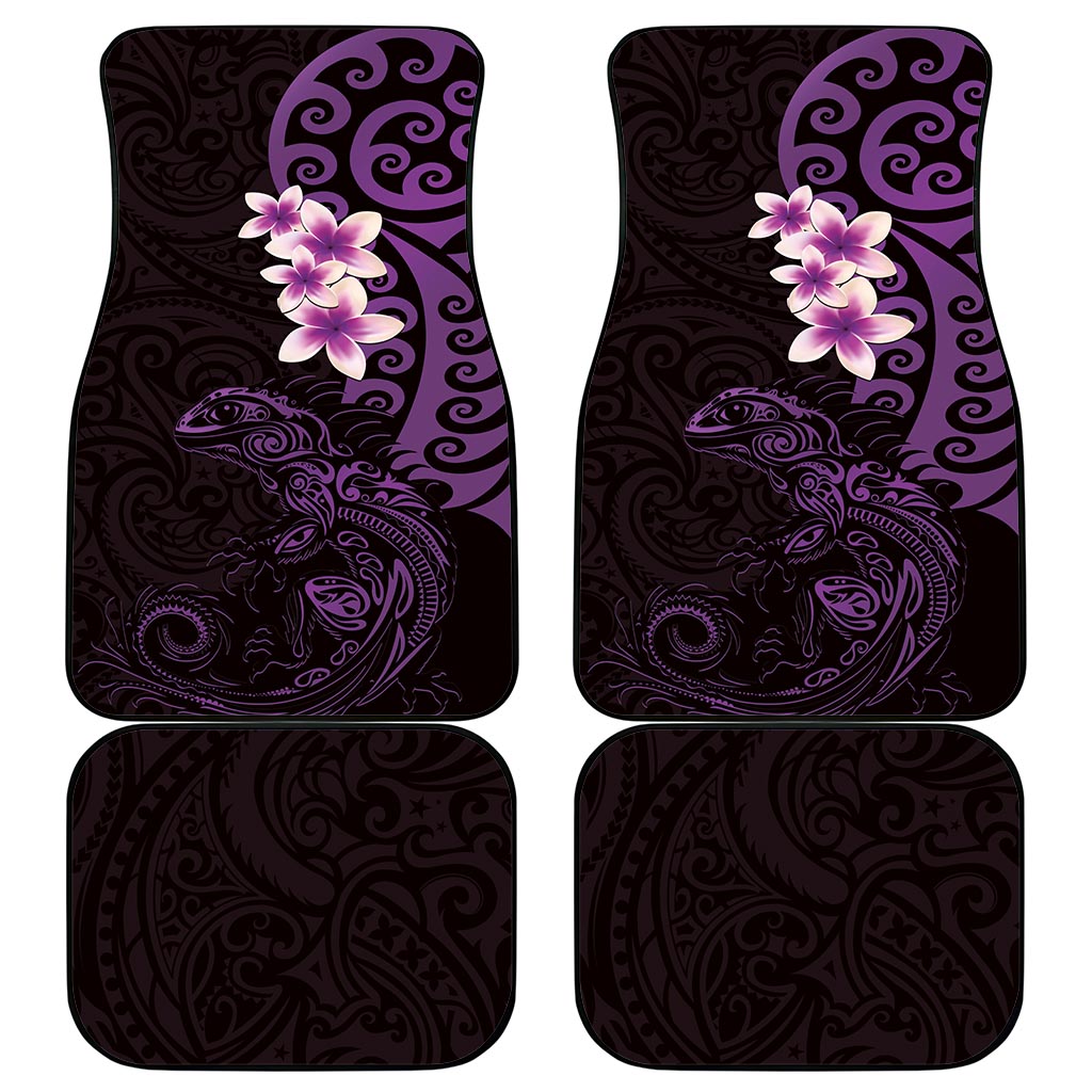 New Zealand Tuatara Plumeria Car Mats Maori Purple Koru Tribal Tattoo LT01 - Polynesian Pride