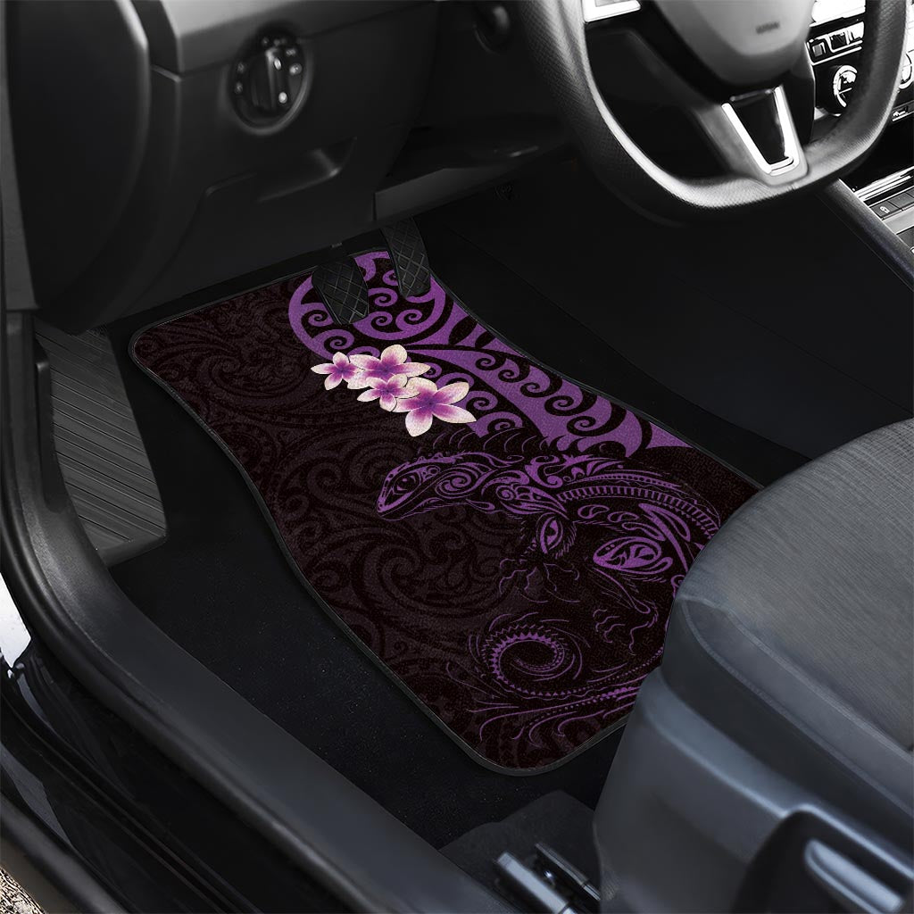 New Zealand Tuatara Plumeria Car Mats Maori Purple Koru Tribal Tattoo LT01 - Polynesian Pride
