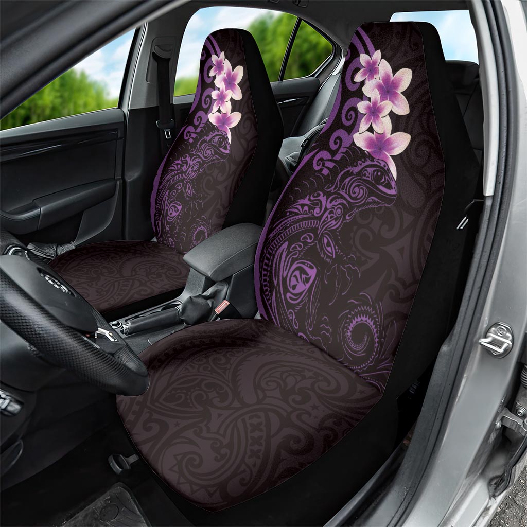 New Zealand Tuatara Plumeria Car Seat Cover Maori Purple Koru Tribal Tattoo LT01 - Polynesian Pride
