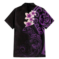 New Zealand Tuatara Plumeria Family Matching Mermaid Dress and Hawaiian Shirt Maori Purple Koru Tribal Tattoo LT01 - Polynesian Pride