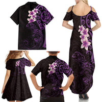 New Zealand Tuatara Plumeria Family Matching Summer Maxi Dress and Hawaiian Shirt Maori Purple Koru Tribal Tattoo LT01 - Polynesian Pride
