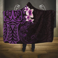 New Zealand Tuatara Plumeria Hooded Blanket Maori Purple Koru Tribal Tattoo LT01 One Size Purple - Polynesian Pride