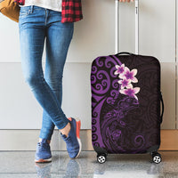New Zealand Tuatara Plumeria Luggage Cover Maori Purple Koru Tribal Tattoo LT01 - Polynesian Pride