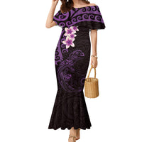 New Zealand Tuatara Plumeria Mermaid Dress Maori Purple Koru Tribal Tattoo LT01 Women Purple - Polynesian Pride