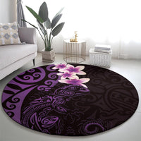 New Zealand Tuatara Plumeria Round Carpet Maori Purple Koru Tribal Tattoo LT01 - Polynesian Pride