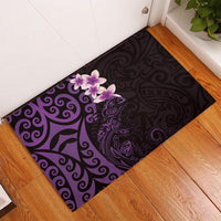 New Zealand Tuatara Plumeria Rubber Doormat Maori Purple Koru Tribal Tattoo LT01 Purple - Polynesian Pride