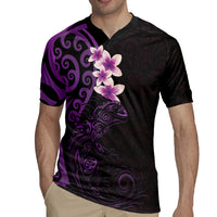 New Zealand Tuatara Plumeria Rugby Jersey Maori Purple Koru Tribal Tattoo LT01 - Polynesian Pride
