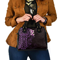 New Zealand Tuatara Plumeria Shoulder Handbag Maori Purple Koru Tribal Tattoo LT01 - Polynesian Pride