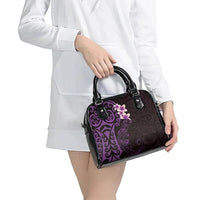 New Zealand Tuatara Plumeria Shoulder Handbag Maori Purple Koru Tribal Tattoo LT01 - Polynesian Pride