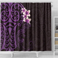 New Zealand Tuatara Plumeria Shower Curtain Maori Purple Koru Tribal Tattoo LT01 - Polynesian Pride