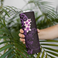 New Zealand Tuatara Plumeria Skinny Tumbler Maori Purple Koru Tribal Tattoo LT01 - Polynesian Pride