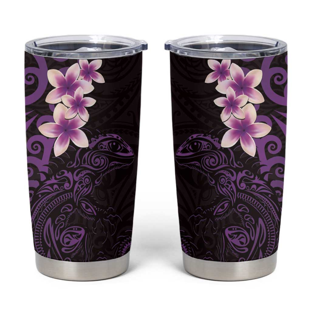 New Zealand Tuatara Plumeria Tumbler Cup Maori Purple Koru Tribal Tattoo LT01 Purple - Polynesian Pride