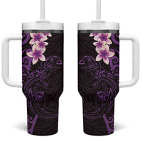 New Zealand Tuatara Plumeria Tumbler With Handle Maori Purple Koru Tribal Tattoo LT01 One Size: 40 oz Purple - Polynesian Pride
