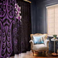 New Zealand Tuatara Plumeria Window Curtain Maori Purple Koru Tribal Tattoo LT01 - Polynesian Pride