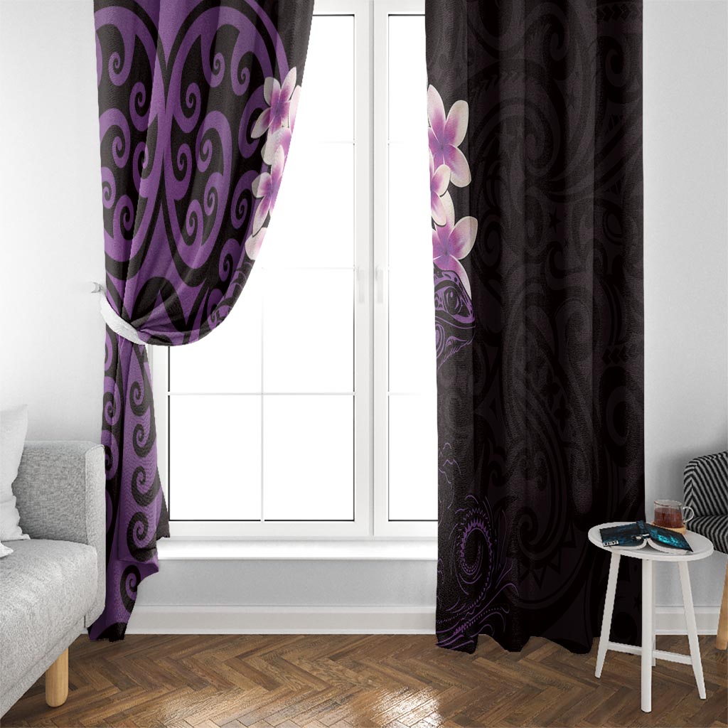 New Zealand Tuatara Plumeria Window Curtain Maori Purple Koru Tribal Tattoo LT01 - Polynesian Pride