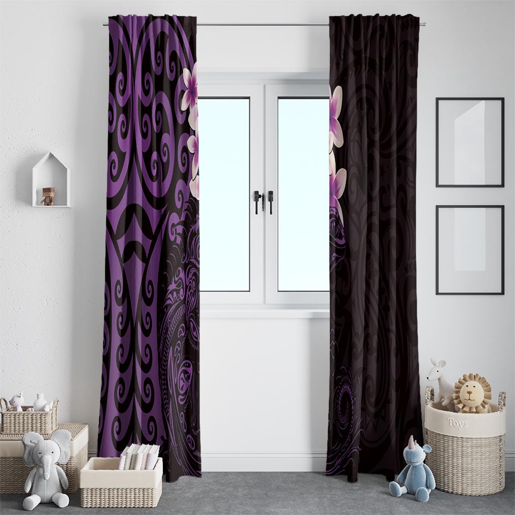 New Zealand Tuatara Plumeria Window Curtain Maori Purple Koru Tribal Tattoo LT01 - Polynesian Pride