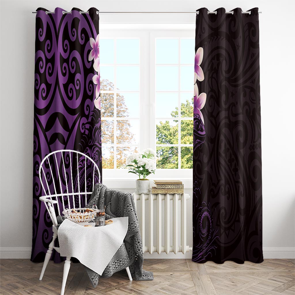 New Zealand Tuatara Plumeria Window Curtain Maori Purple Koru Tribal Tattoo LT01 - Polynesian Pride