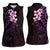 New Zealand Tuatara Plumeria Women Sleeveless Polo Shirt Maori Purple Koru Tribal Tattoo