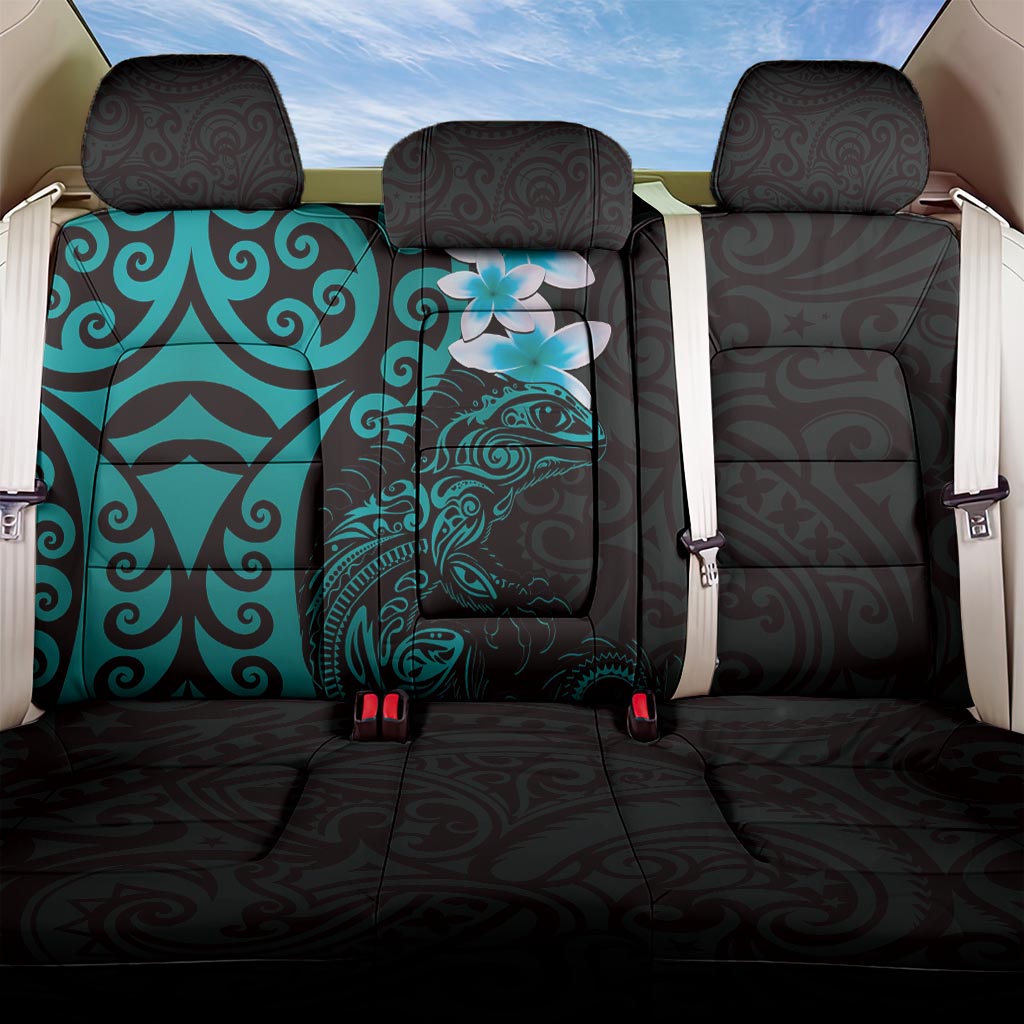 New Zealand Tuatara Plumeria Back Car Seat Cover Maori Teal Koru Tribal Tattoo LT01 One Size Teal - Polynesian Pride