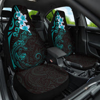 New Zealand Tuatara Plumeria Car Seat Cover Maori Teal Koru Tribal Tattoo LT01 One Size Teal - Polynesian Pride