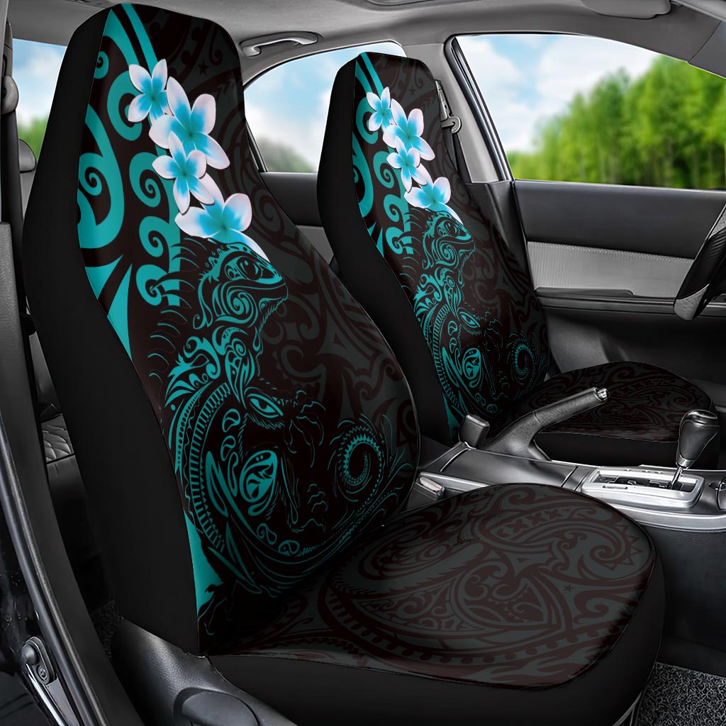 New Zealand Tuatara Plumeria Car Seat Cover Maori Teal Koru Tribal Tattoo LT01 - Polynesian Pride