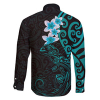 New Zealand Tuatara Plumeria Family Matching Mermaid Dress and Hawaiian Shirt Maori Teal Koru Tribal Tattoo LT01 - Polynesian Pride