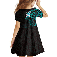 New Zealand Tuatara Plumeria Family Matching Summer Maxi Dress and Hawaiian Shirt Maori Teal Koru Tribal Tattoo LT01 - Polynesian Pride