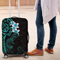 New Zealand Tuatara Plumeria Luggage Cover Maori Teal Koru Tribal Tattoo LT01 Teal - Polynesian Pride