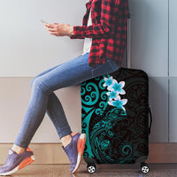 New Zealand Tuatara Plumeria Luggage Cover Maori Teal Koru Tribal Tattoo LT01 - Polynesian Pride