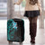 New Zealand Tuatara Plumeria Luggage Cover Maori Teal Koru Tribal Tattoo