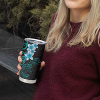 New Zealand Tuatara Plumeria Tumbler Cup Maori Teal Koru Tribal Tattoo LT01 - Polynesian Pride