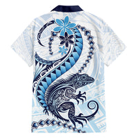 Blue Maori Tuatara Family Matching Short Sleeve Bodycon Dress and Hawaiian Shirt Luxury Pastel Pattern