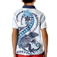 Blue Maori Tuatara Kid Polo Shirt Luxury Pastel Pattern