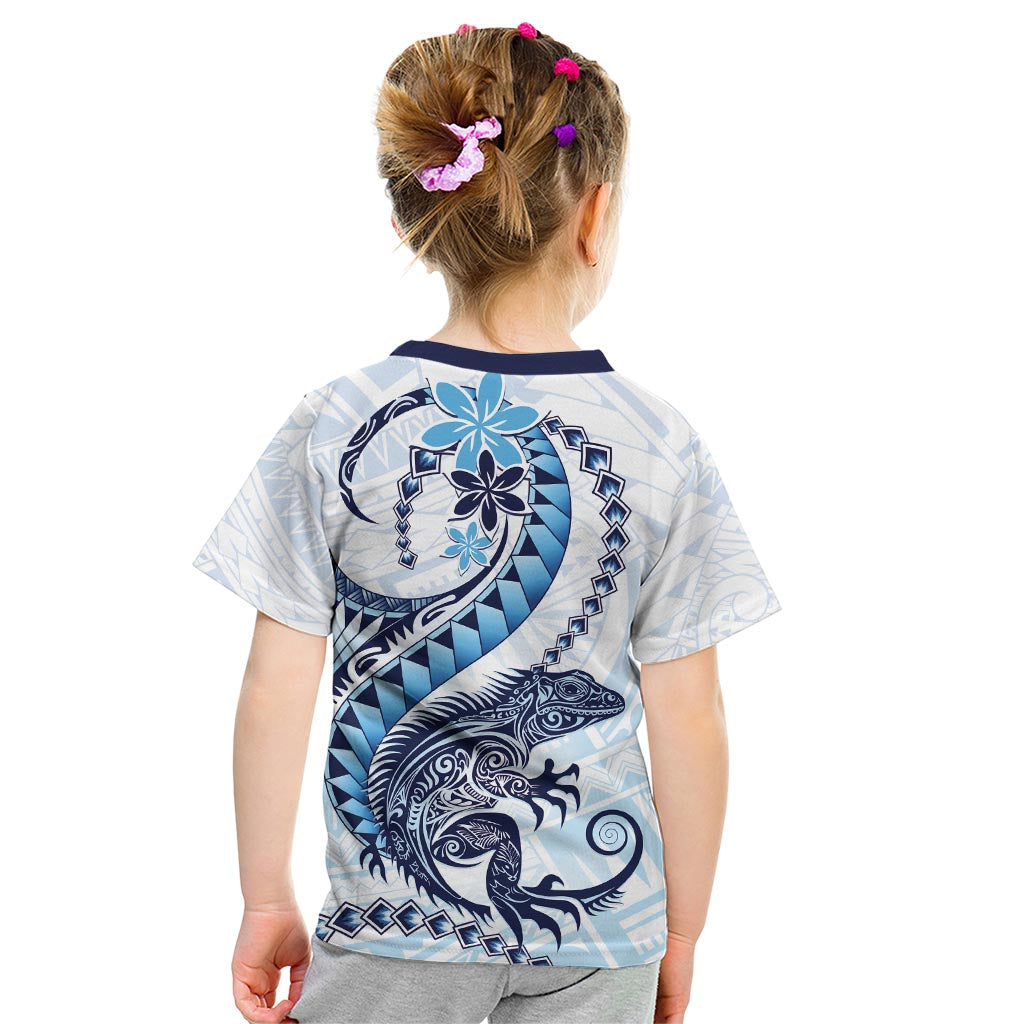 Blue Maori Tuatara Kid T Shirt Luxury Pastel Pattern