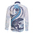 Blue Maori Tuatara Long Sleeve Button Shirt Luxury Pastel Pattern
