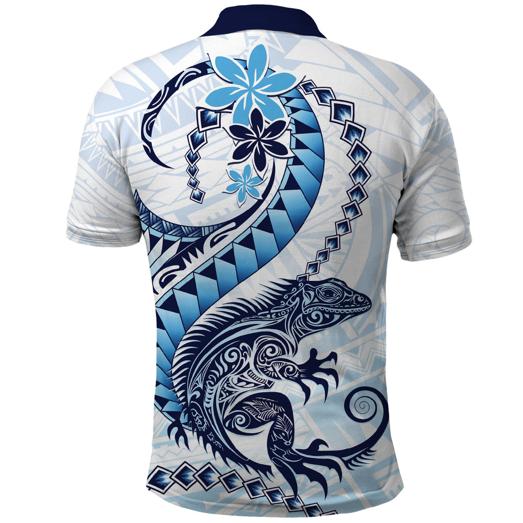 Blue Maori Tuatara Polo Shirt Luxury Pastel Pattern