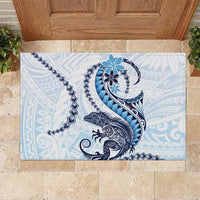 Blue Maori Tuatara Rubber Doormat Luxury Pastel Pattern