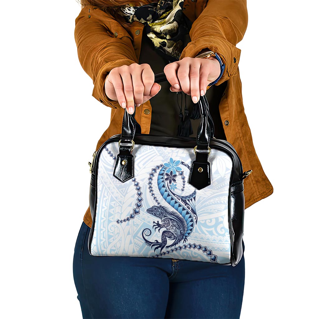 Blue Maori Tuatara Shoulder Handbag Luxury Pastel Pattern LT01 One Size Blue - Polynesian Pride