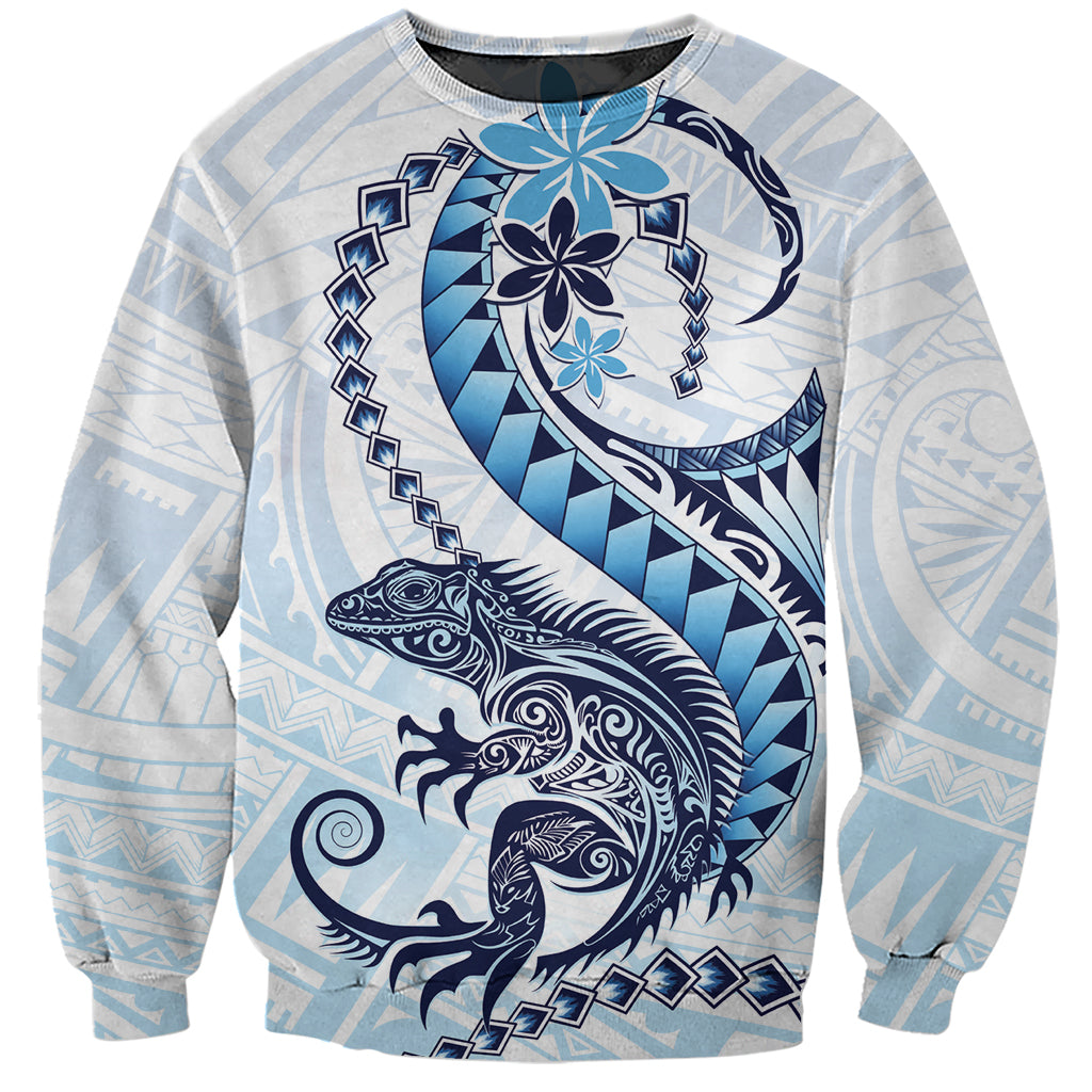 Blue Maori Tuatara Sweatshirt Luxury Pastel Pattern LT01 Unisex Blue - Polynesian Pride